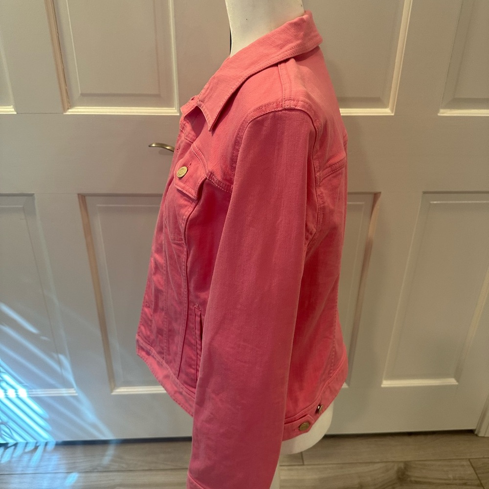Talbots Pink Denim Jacket Sz L - Picture 7 of 16